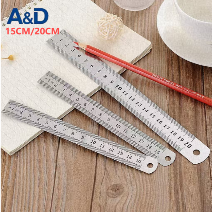 A&D ไม้บรรทัดเหล็ก 15ซม. 20ซม. ฟุตเหล็ก ไม้บรรทัดสแตนเลส Ruler