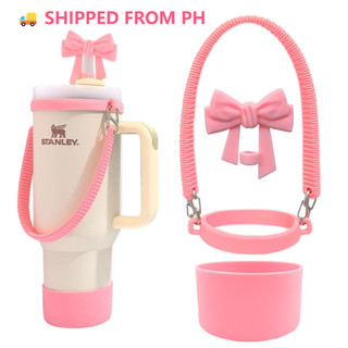 Local Warehouse PH-Stanley Cup Hand Strap Straw Lid Cover Bowknot Accessories Set for 10mm Straws Replacement
