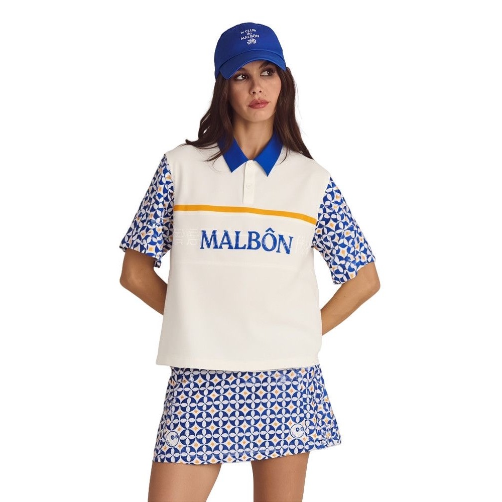 2026malbon GOLF เสื้อผ้าผู้หญิงเย็บพิมพ์แขนสั้น Quick-Drying Breathable ยืดเสื้อกีฬาเกาหลีรุ่นแฟชั่น All-Match Top กลางแจ้ง Ending กีฬา GOL