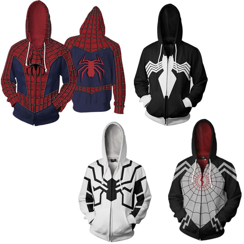 Spider Man Zipper Hoodie เสื้อกันหนาวแบบฮู้ด สำหรับทุกเพศ สวมใส่ง่ายเหมือน OUTERWEAR