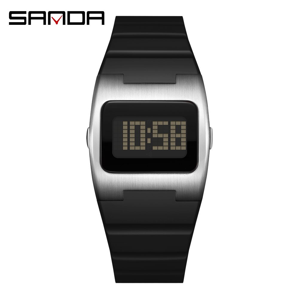 SANDA 2214 Retro Aesthetic Y2K Cyberpunk Digital Watch มัลติฟังก์ชั่น Techwear นาฬิกาของขวัญชาย