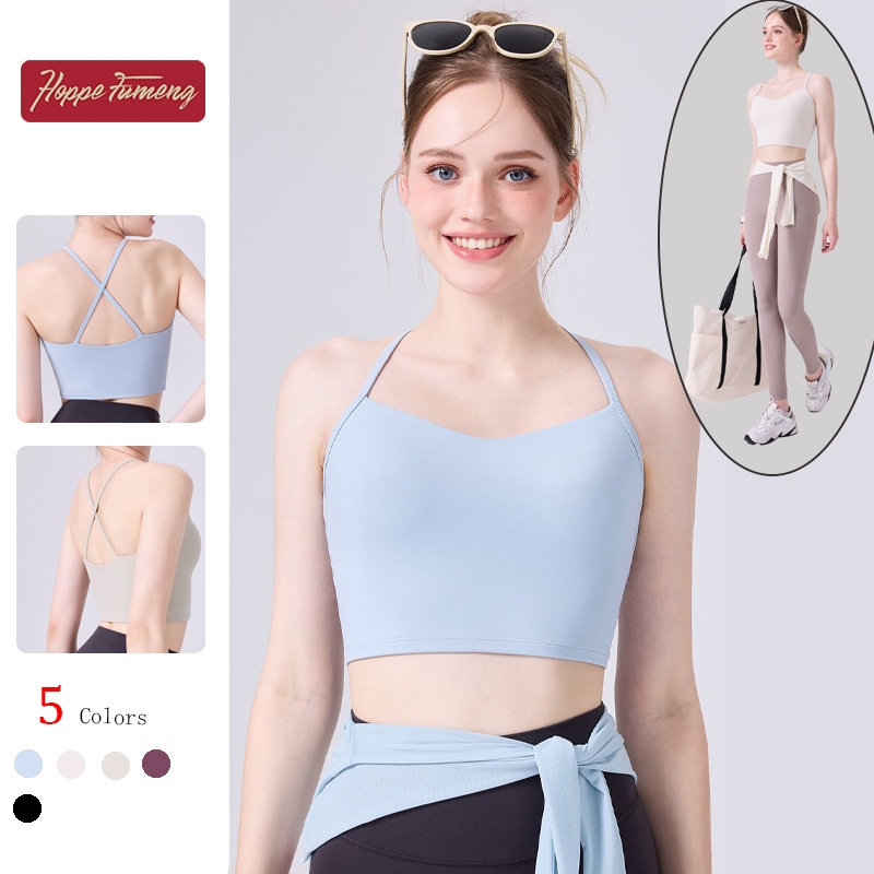 เสื้อชั้นในสตรีมียางยึดหลังและแผ่นรองหน้าอกคงที่ เหมาะสำหรับโยคะและฟิตเนส