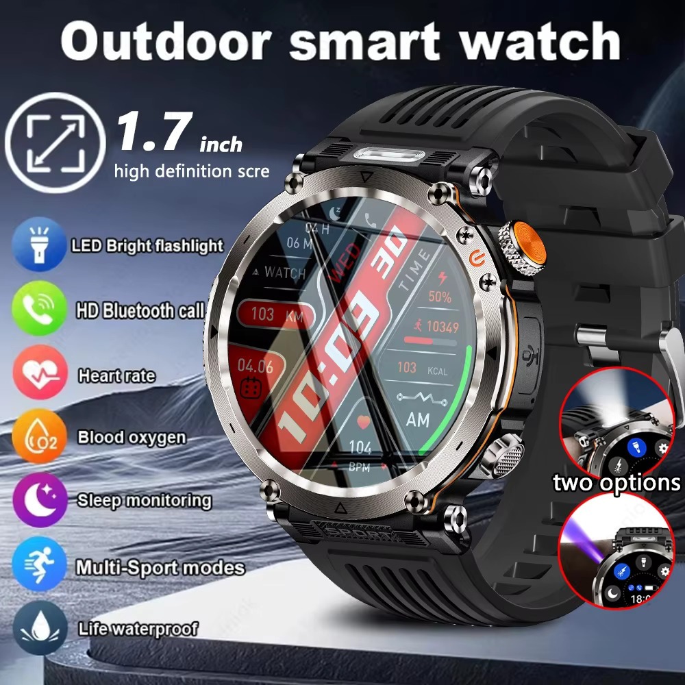 ใหม่เกรดทหาร GPS Smartwatch สําหรับชาย AMOLED 600mAh แบตเตอรี่ 5ATM Waterproof170 + โหมดกีฬา Heart Rate BT Call สมาร์ทนาฬิกา