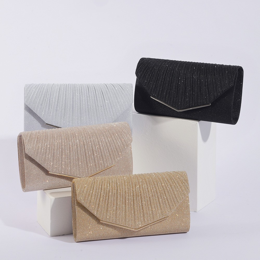 กระเป๋าคลัทช์ แต่งจับจีบ เหมาะกับงานพรอม แฟชั่นเจ้าสาว สําหรับผู้หญิง