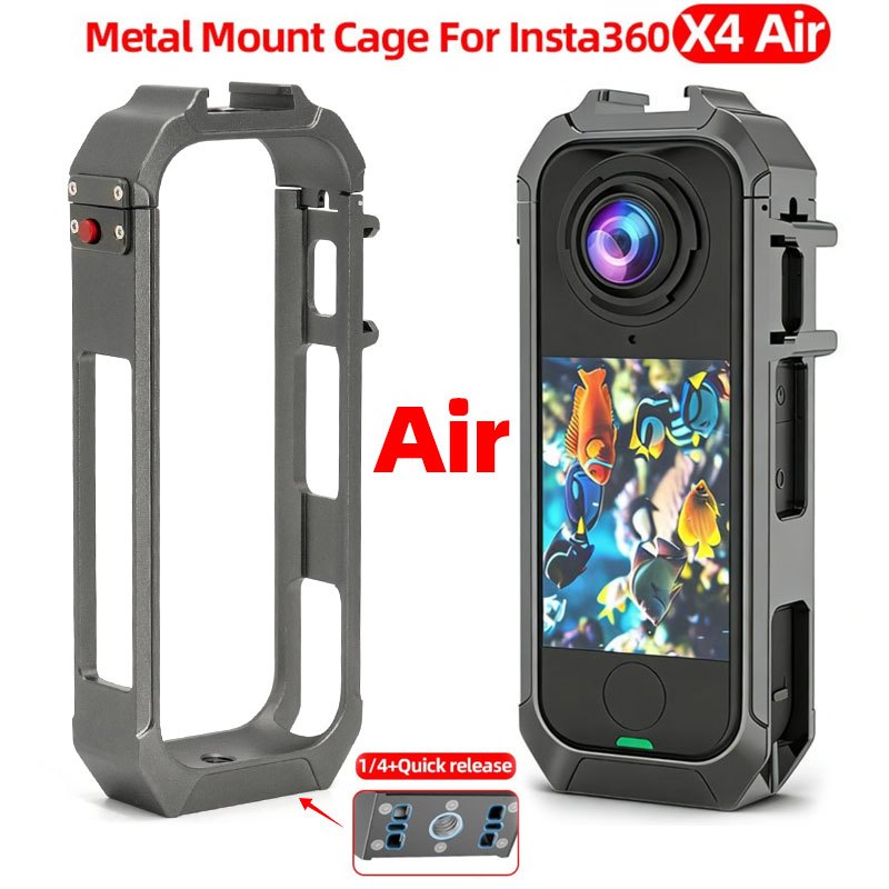 โลหะกรงวางจําหน่ายอย่างรวดเร็วสําหรับ อินสตาแกรม Insta360 X4 Air อากาศ การกระทํา กล้องกรอบป้องกันกรณีอลูมิเนียมอัลลอยด์360วงเล็บกล้องอุปก Metal Cage