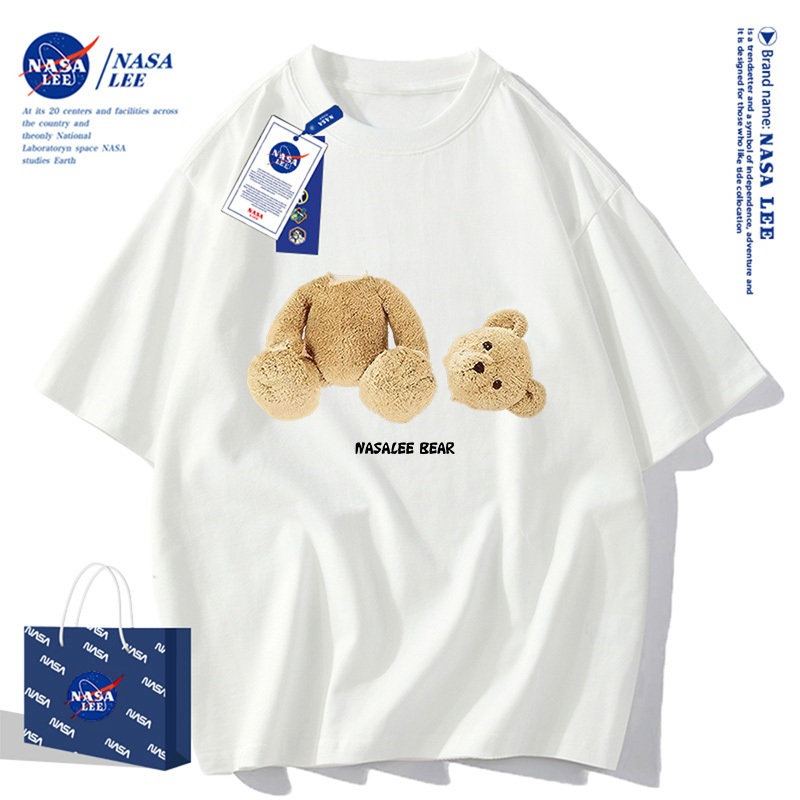 เสื้อยืดแบรนด์ NASAลายหมีสัญลักษณ์แห่งการผจญภัย-ดีไซน์หมีแบร์แยกส่วนสนุกสนาน ใส่สบาย สไตล์ลิเบอร์เต้