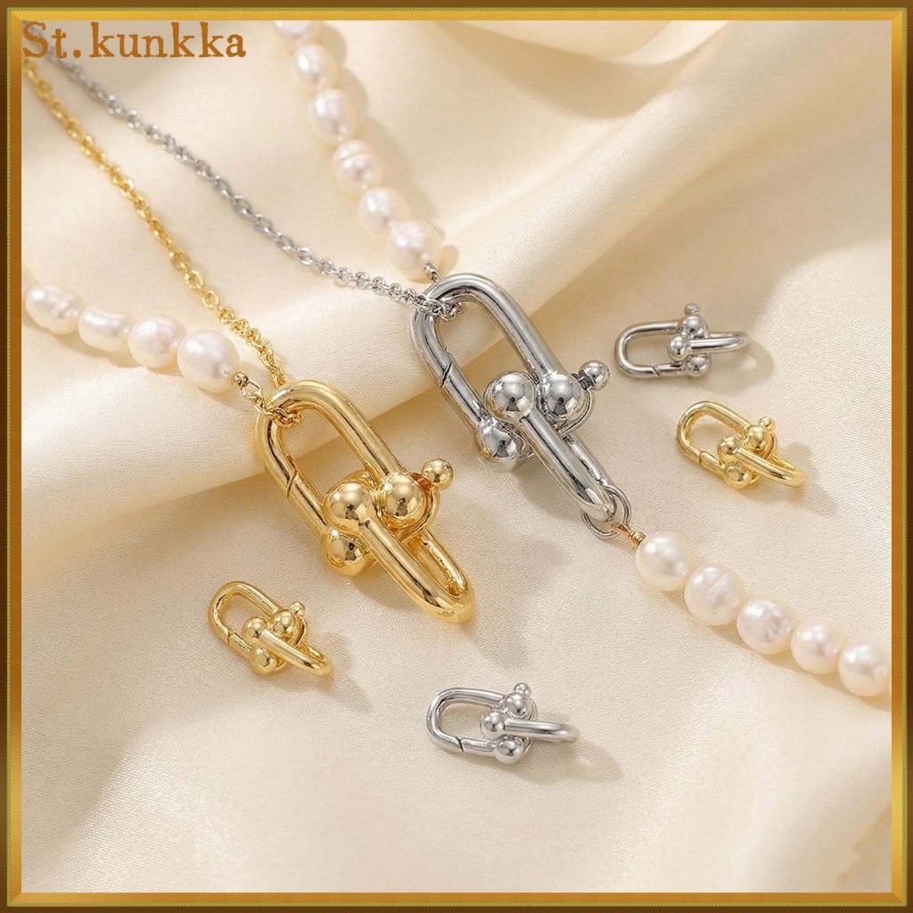 St.kunkka 2 ชิ้น ตัวล็อกสร้อยคอ 18K จะไม่ซีด ตัวยู ใช้สำหรับทำกำไลและสร้อยคอ DIY