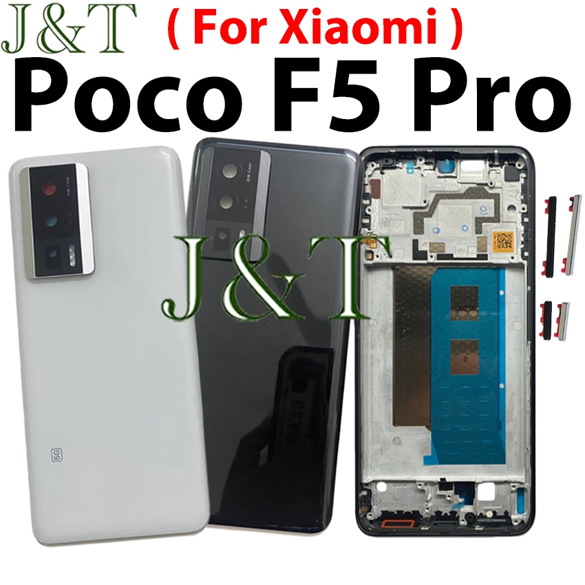 แบตเตอรี่ฝาหลังชุดเต็มรูปแบบสําหรับ Poco F5 Pro กรอบกลางปุ่มเลนส์กล้องกรอบ LCD กรอบด้านหน้าเปลี่ยนโทรศัพท์