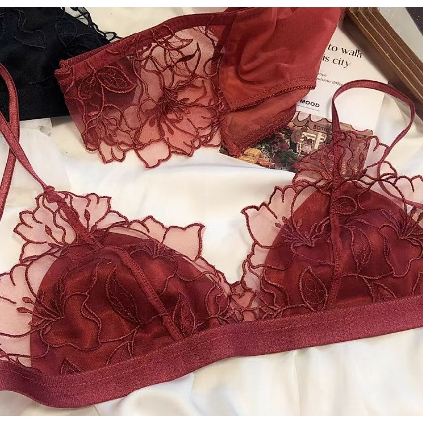 Fชุดชั้นในเซ็กซี่ไม่มีโครงเหล็กผ้ากำมะหยี่บางพิเศษลูกไม้รวมศูนย์แบบชิ้นเดียวN689 - รูปที่ 2