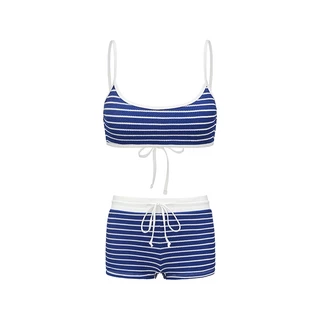 YUKARI Swim ชุดว่ายน้ำ 2 ชิ้นสีกรมท่าสำหรับผู้หญิง สวมใส่ง่าย เหมาะสมกับกิจกรรมบนชายหาดและใต้น้ำ