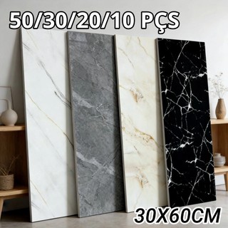 Kit 10/20/30/50 Placas Mármore Vinílico Adesivo 60x30 Parede Decoração Lavável