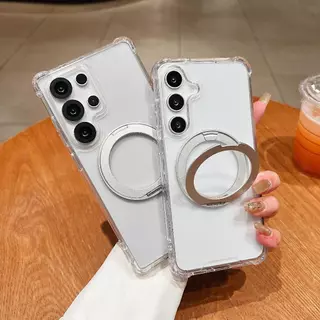 360° เคสโทรศัพท์ยึดแม่เหล็กโปร่งใสพร้อมการออกแบบอวกาศสําหรับ Samsung Galaxy A56, A55, A36, S24 FE, S25 FE, S23 FE, S26 Ultra, S24 Ultra, S23, S22