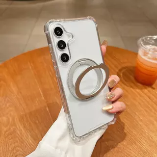 360° เคสโทรศัพท์ยึดแม่เหล็กโปร่งใสพร้อมการออกแบบอวกาศสําหรับ Samsung Galaxy A56, A55, A36, S24 FE, S25 FE, S23 FE, S26 Ultra, S24 Ultra, S23, S22