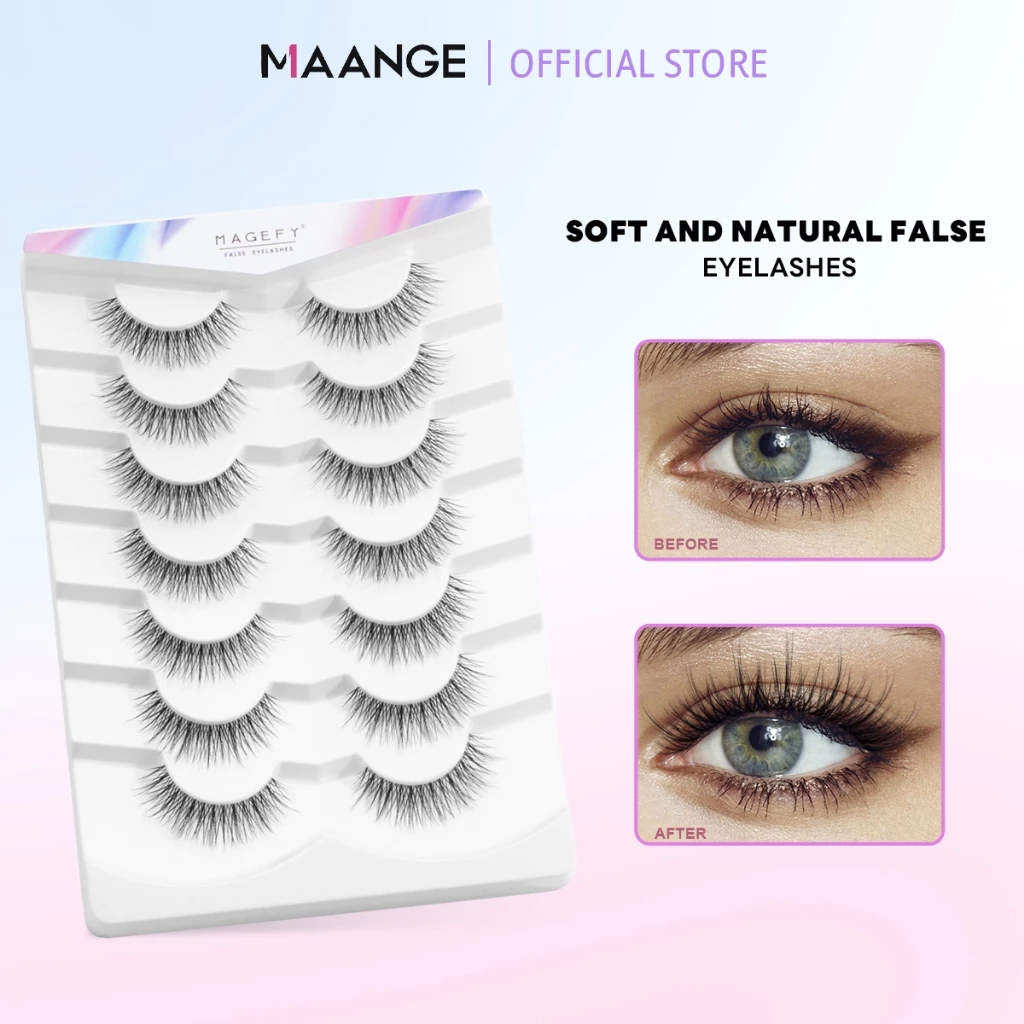 MAANGE ชุดขนตาปลอม 4/7 คู่ แบบธรรมชาติ โปร่งใส ดัดงอนได้ ใช้ซ้ำได้ รุ่น 7308