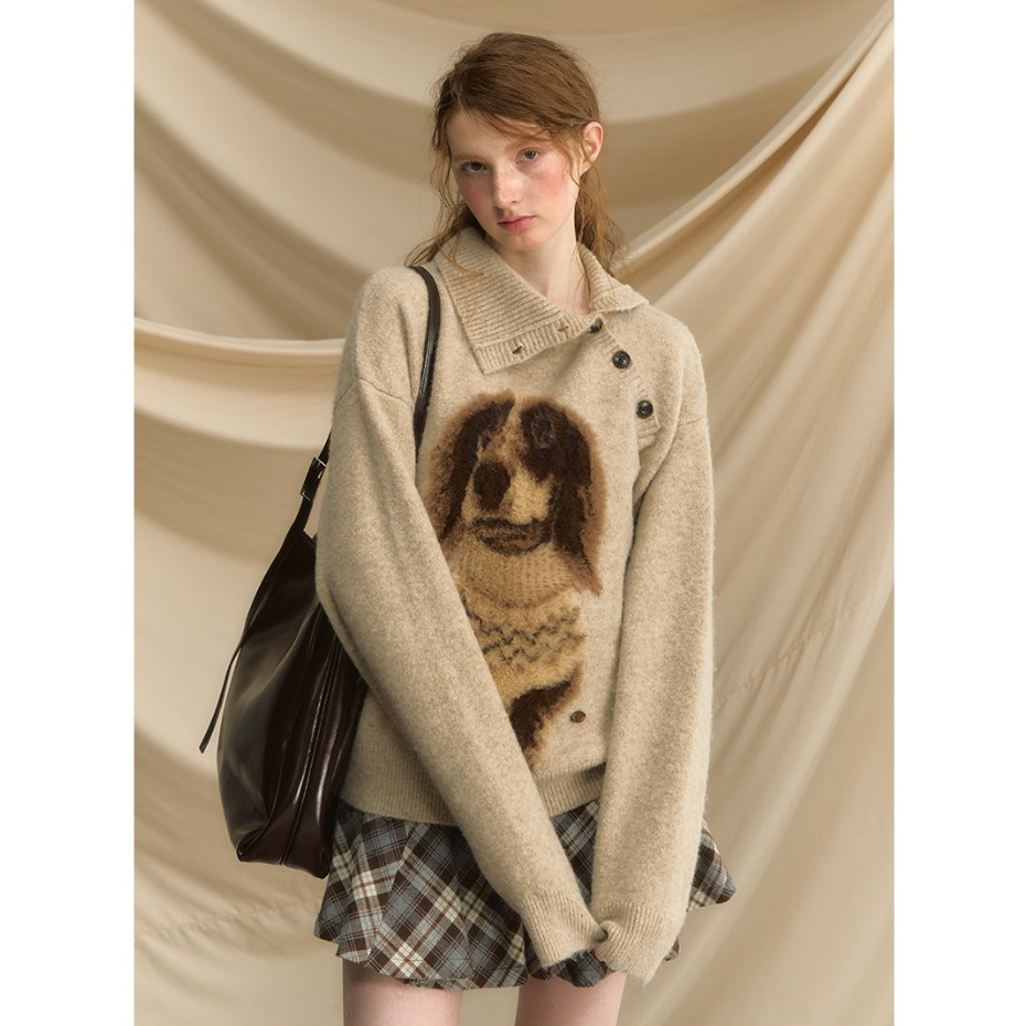 เสื้อกันหนาวลายดัชชุนสำหรับผู้หญิง ขนาดเล็กและคลุมตัว สไตล์ขี้เกียจ เหมาะสำหรับฤดูใบไม้ร่วง