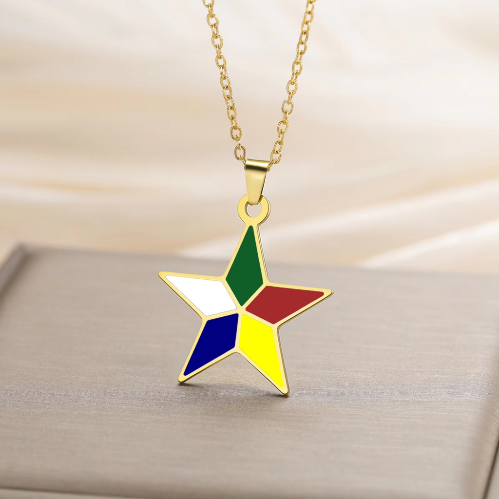 SKYRIM Druze Star OES สร้อยคอ Oil Drop Five Pointed Star จี้สร้อยคอผู้หญิงสแตนเลสเครื่องประดับกันน้ํ