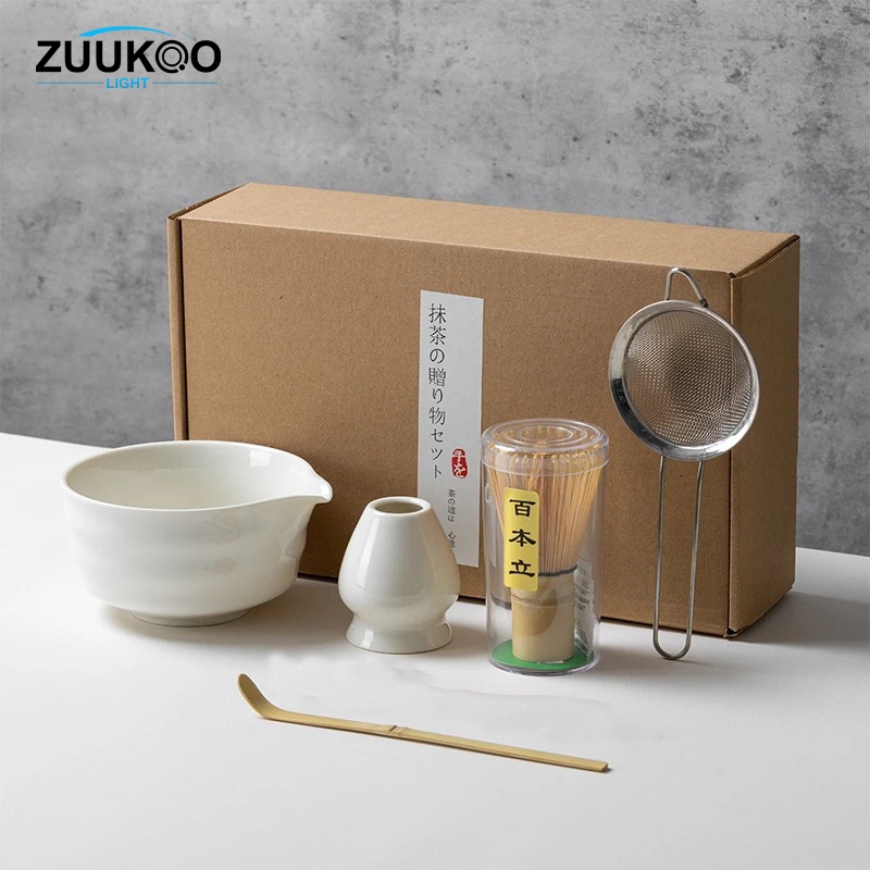 ZUUKOO ชุดชงชาญี่ปุ่น ชุดชามมัทฉะ 5ชิ้น ถ้วยชงมัทฉะ ถ้วยชงชาเขียว ที่ใส่มัทฉะ