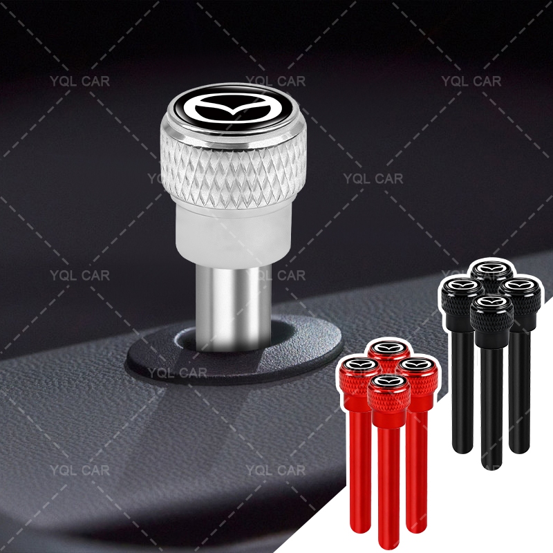 1/4pcs โลหะผสมรถความปลอดภัยประตูล็อครถประตูปุ่มล็อค Pins สําหรับ Mazda 2 3 5 6 2017 CX-4 CX-5 CX-7 C