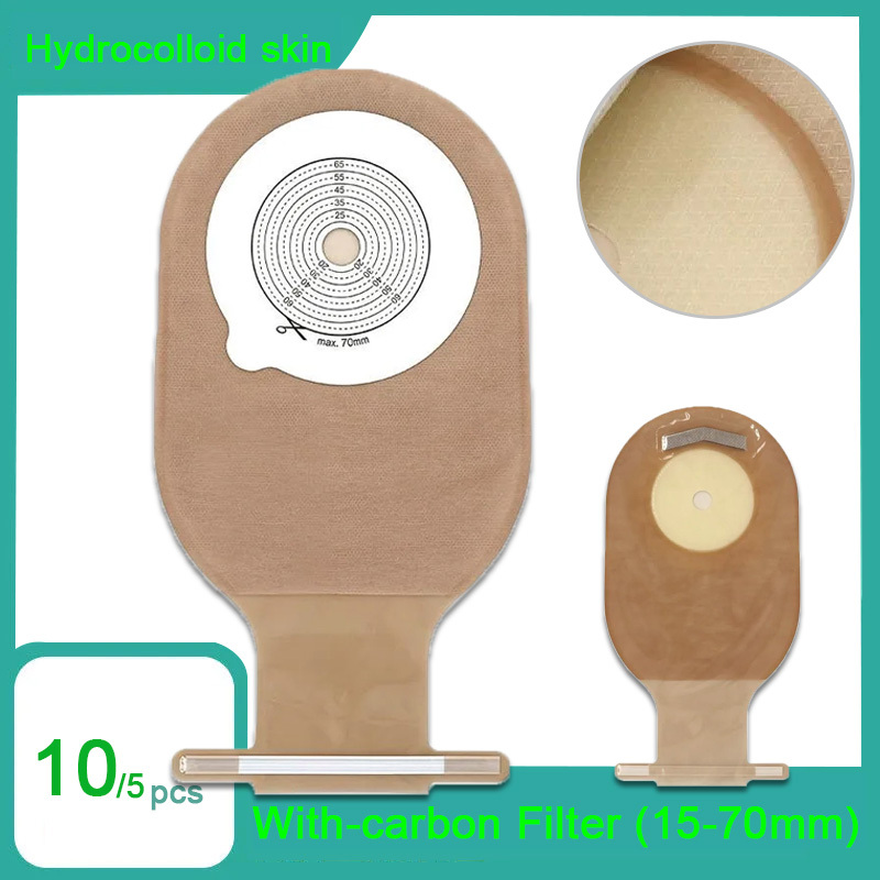 Xiedeifu 10/5 ชิ้น ostomy กระเป๋า 70 มม.พร้อมแผ่นกรองคาร์บอนไม่ทอ Stoma กระเป๋า Ostomy กระเป๋า