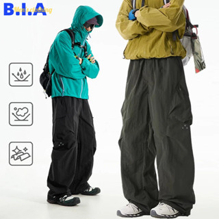 ✨BIA✨ กางเกงคาร์โก้ผู้ชาย กางเกงทหารสไตล์อเมริกันเรโทร กันน้…