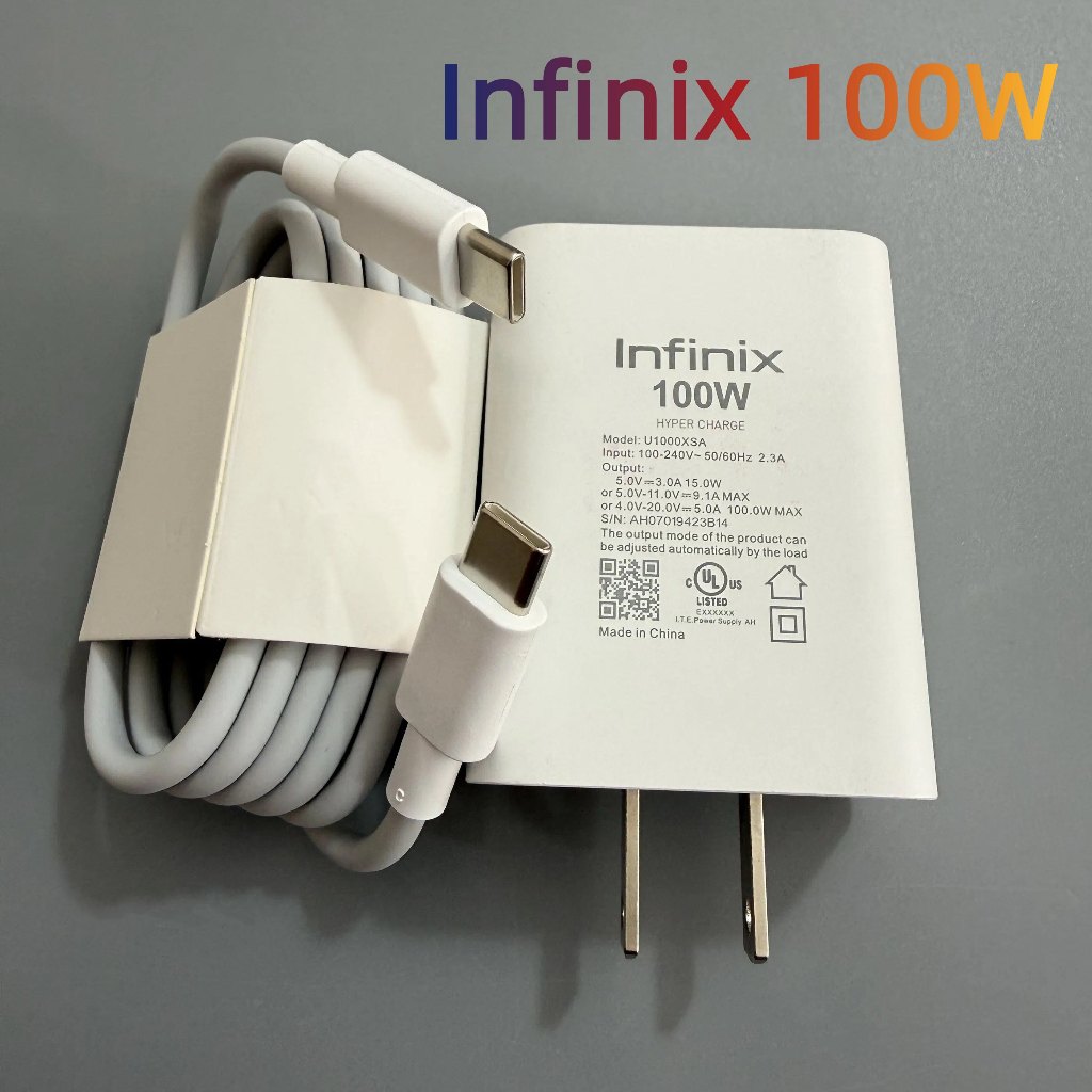 สําหรับ Infinix 100W Fast Charger ใช้งานร่วมกับ Infinix Note 40 Pro+ 5G / Note 40 Pro / Note 50 Pro,