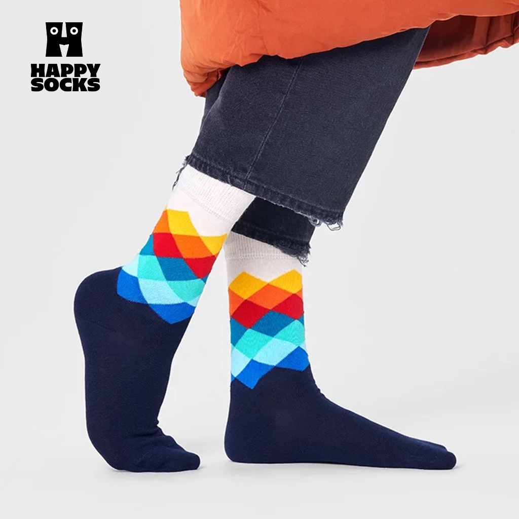 Happy Socks ถุงเท้ายาว ผ้าฝ้ายแฟชั่นชาย ราคา ถูกที่สุด ดีลบีเคเค แกลเลอรีภาพที่ 6