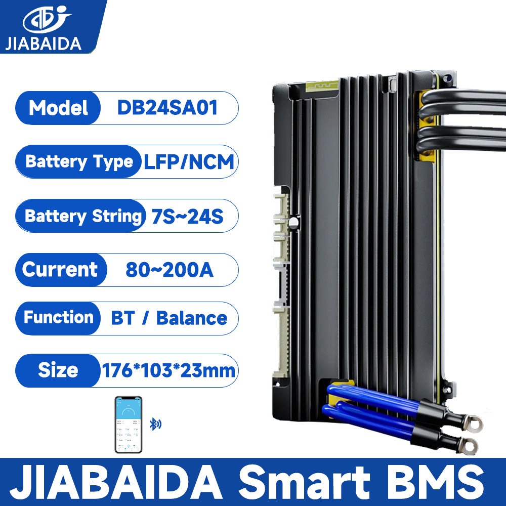 JBD BMS สมาร์ทบลูทูธ APP Balance LiFePo4 Li-ion 7S-24S 8S 10S 13S 16S 20S 80A 100A 200A JIABAIDA