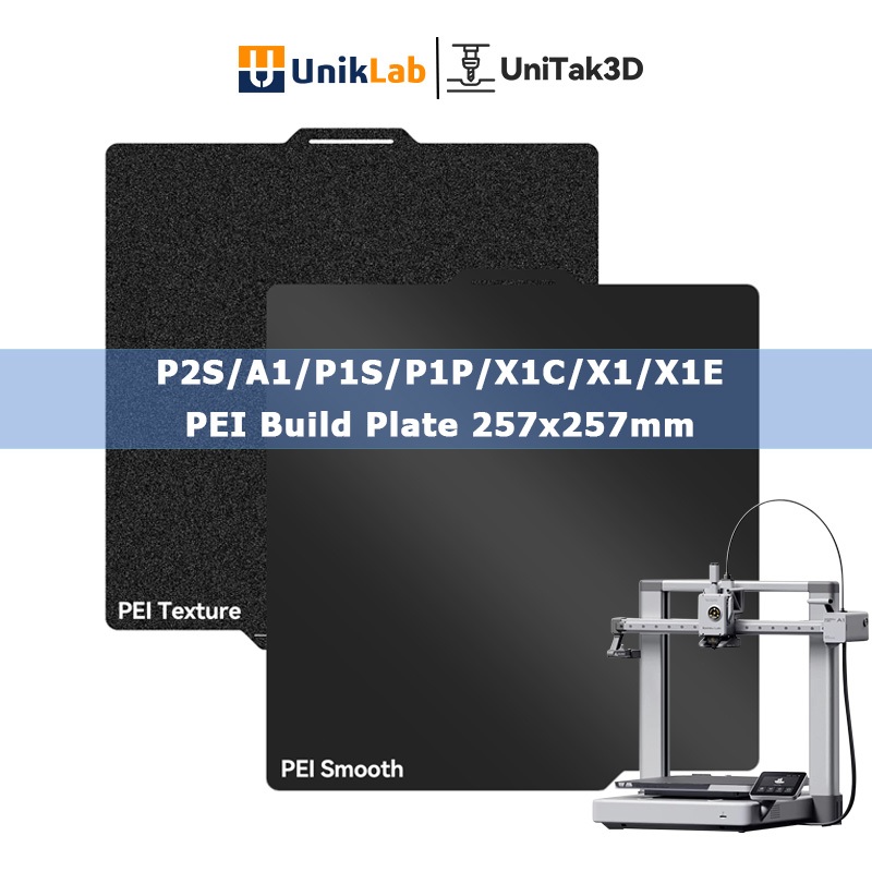 Bambu Lab A1/P2S/P1S/P1P/X1C/X1/X1E 3D Printers PEI Build Plate 257x257mm พื้นผิวสองด้านการพิมพ์ ยึด
