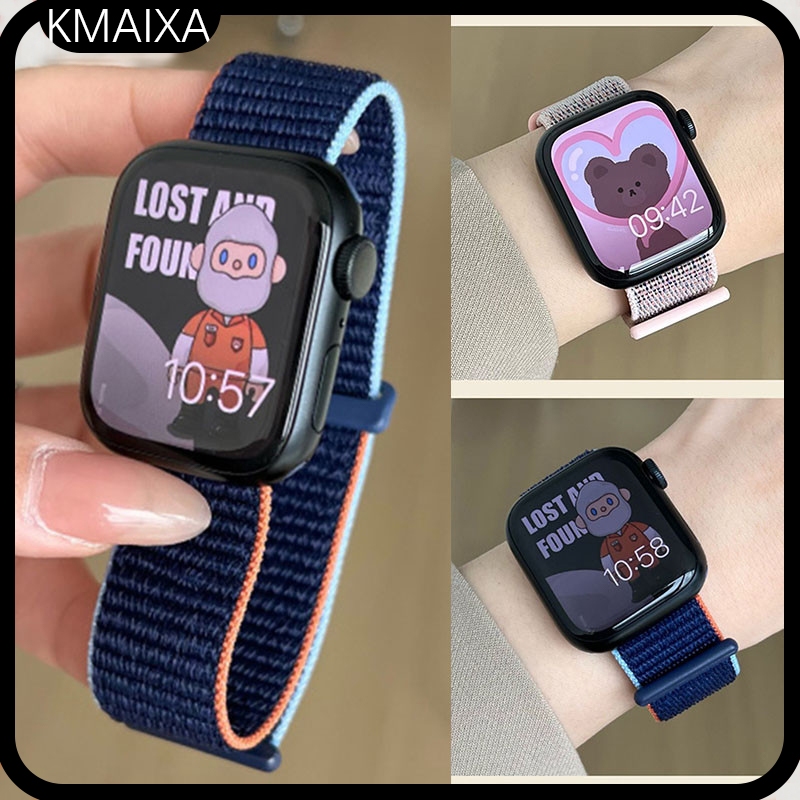 สายไนลอนหลอง for IWatch Ultra 3 2 49 มม.46 มม.45 มม.41 มม.44 มม.40 มม.42 มม.38 มม.SE 3 2 Series 11 1