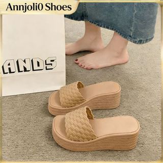 AN Korean Fashion Wedge Rubber Sandals Ripple Design 6CM High Heels Casual Sandals For Women#WL855