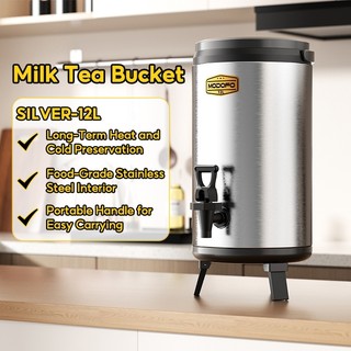 MODOFO Milk Tea Bucket Stainless Water Jag Container Double Insulated Barrel with Faucet Juice Dispenser Thermos 6/8/10/12/16/18L