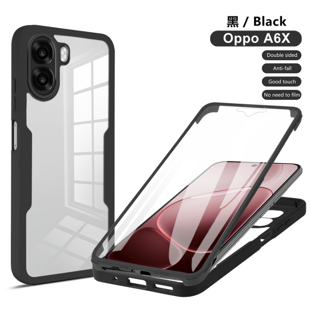ปลอกใสสําหรับOppo A6x 4G 5G Global India CPH2819 CPH2783 CPH2823 เคสโทรศัพท์ 360° เต็มใบหน้าด้านหน้า
