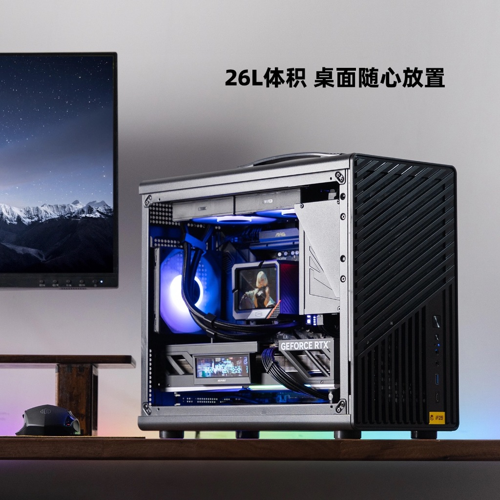 Mechanic Master iF25 MATX คอมพิวเตอร์กรณี ITX/MATX เมนบอร์ด & ATX Power & 170 มม. Tower หรือ 240 AIO