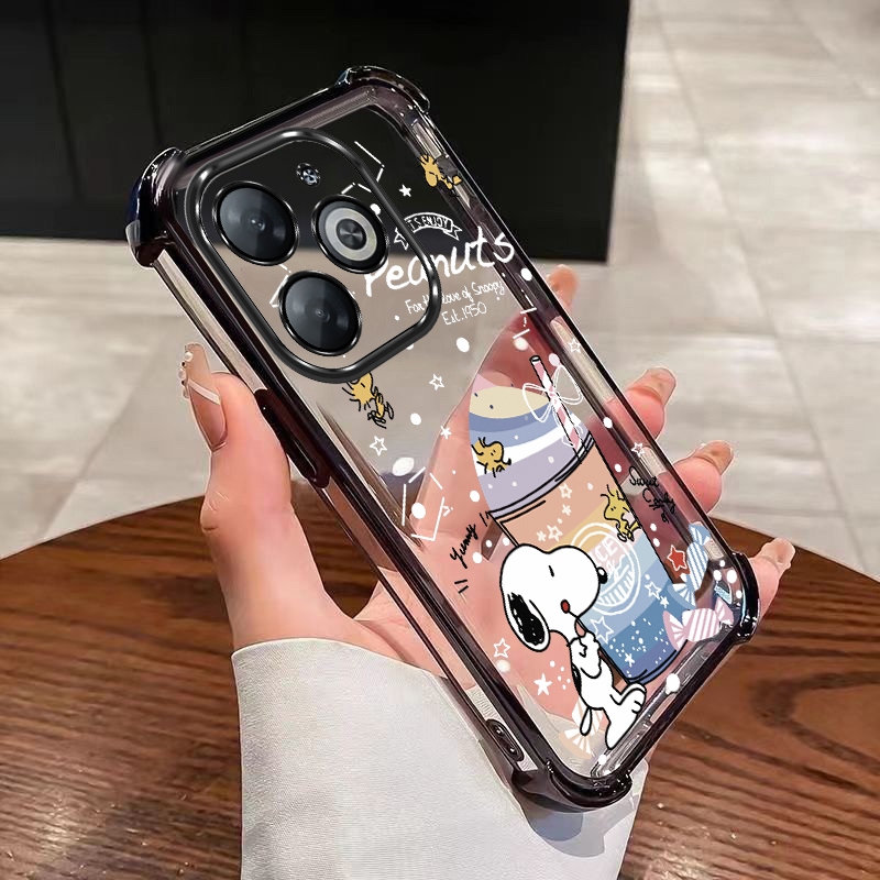 Infinix Smart 8 Pro smart8 X6525 X6525D X6525B Snoopy น่ารักการ์ตูนปลอก Anti-Drop Candy Air Cushion 