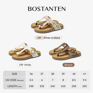 BOSTANTEN รองเท้าแตะแบบคีบ พื้นคอร์ก นุ่มสบาย กันลื่น ใส่ได้ทุกวัน Gizth Shoes Women