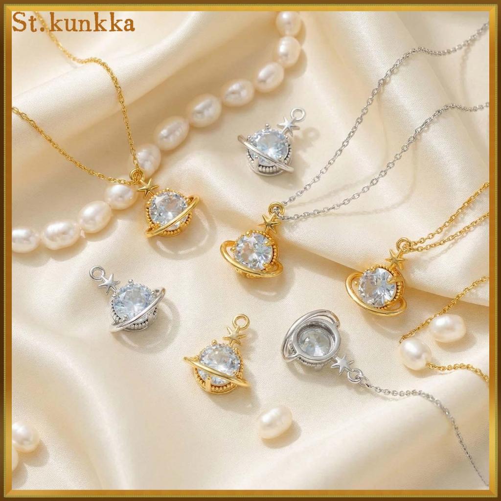 St.kunkka จี้ดาวเสาร์ ชุบทอง 14K ประดับเพชร CZ อะไหล่ทำสร้อยคอ ข้อมือ งานเกาหลี น่ารัก DIY