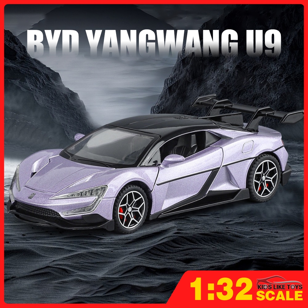 KLT 1:32 BYD Yangwang U9 โมเดลรถเหล็กรถโลหะผสมของเล่นของขวัญสําหรับเด็กเด็กผู้หญิง