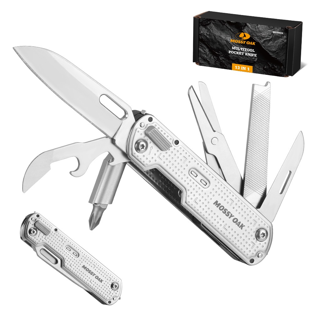 MOSSY OAK 13 IN 1 Multitool สแตนเลส เครื่องมือพกพา เหมาะสำหรับการแคมปิ้งและการใช้งานหนัก