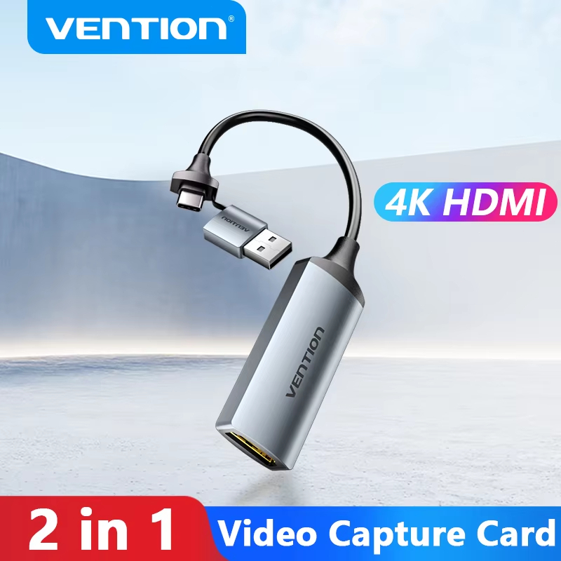 Vention การ์ดจับภาพวิดีโอ 4K HDMI to USB3.0/Type C HDMI Video Grabber Box Switch PS4/5 สําหรับกล้อง 