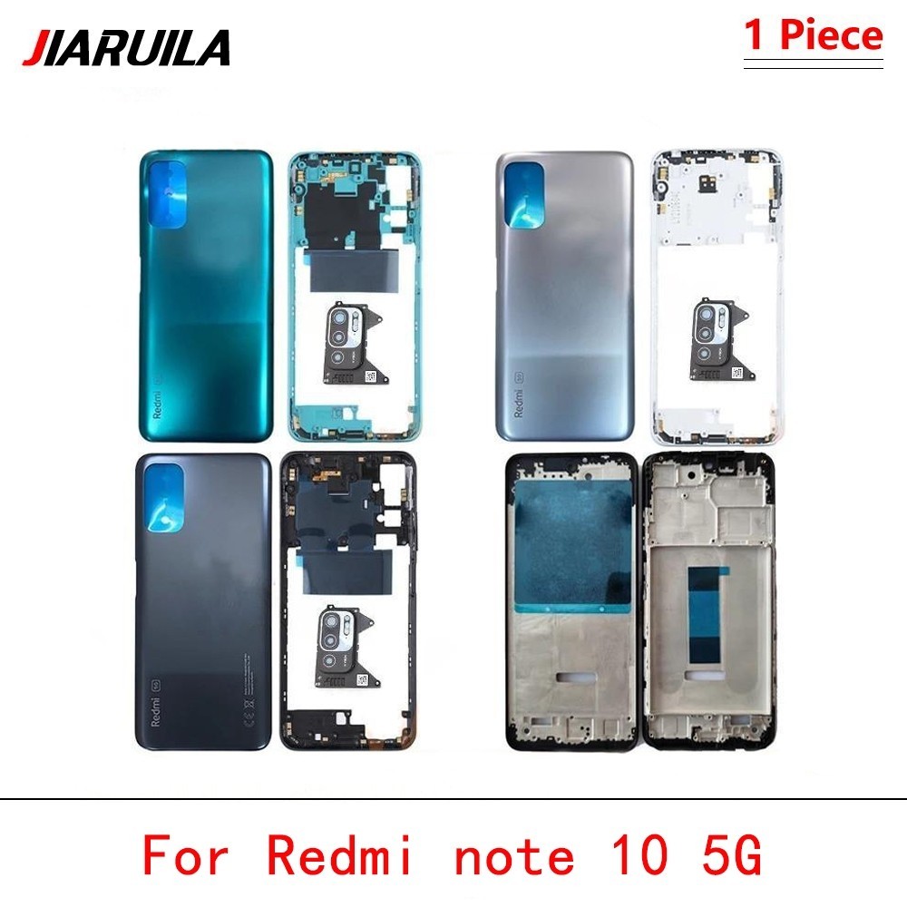 สําหรับ Redmi note 10 5G ฝาหลังฝาครอบแบตเตอรี่ประตู + LCD ด้านหน้ากรอบกลาง + เลนส์กล้อง + เปลี่ยนปุ่ม