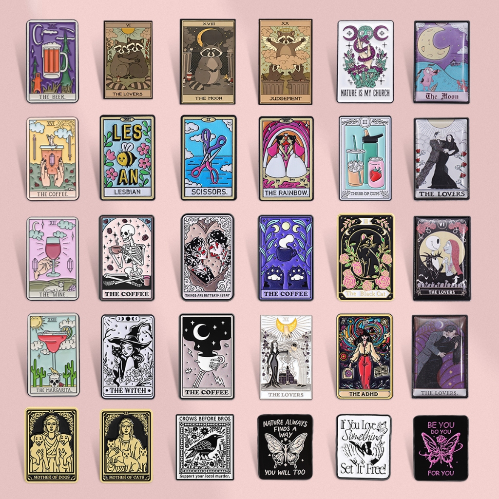 สแควร์ Kahlo เคลือบ Pin Miyazaki มังงะ Van Gogh ภาพวาดสีน้ํามันเข็มกลัดโลหะลึกลับ Sun Moon Divination Kahlo Badge เสื้อผ้าอุปกรณ์เสริม