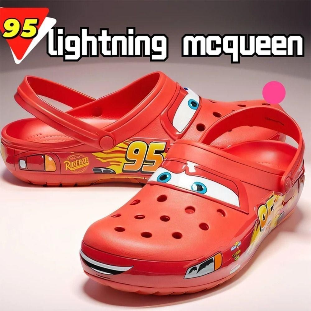 รองเท้าแตะ EXODUS Lightning Mcqueen Pixar, รองเท้าแตะอนิเมะการ์ตูนน่ารัก, สระว่ายน้ําชายหาดกลางแจ้งกันลื่น No95 รองเท้าแตะในรถยนต์