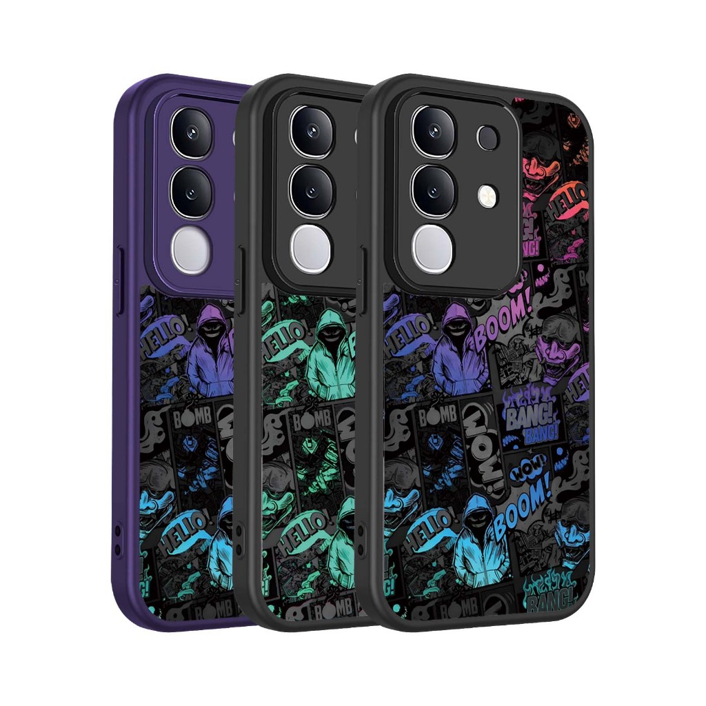 Cool Boom Comics Graffiti สไตล์เคสโทรศัพท์ Vivo T4X T4R T4 T3 T3X T2 Pro T2X T1X X80 Lite 4G ปลอกกัน