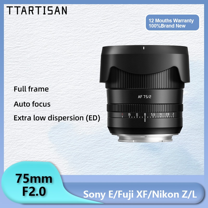 TTArtisan 75mm f2 AF Autofocus Full Frame Prime Focus ภาพเหมือนเลนส์กล้องสําหรับ Sony E mount Nikon 