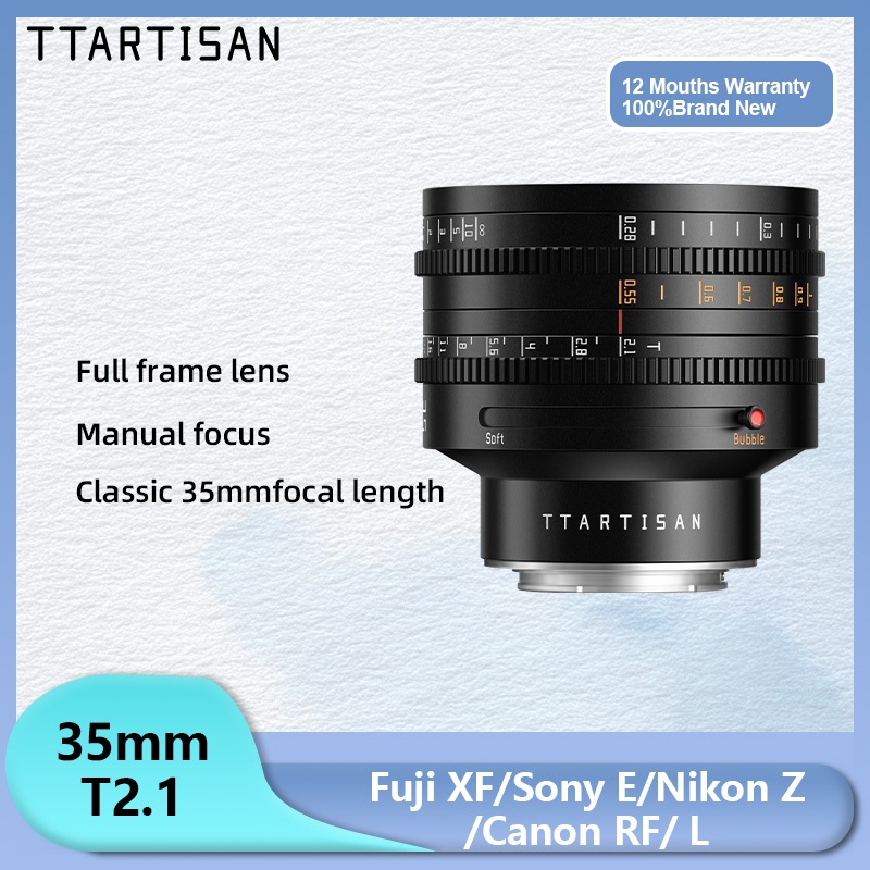 TTArtisan 35mm T2.1 Dual Bokeh Cine เลนส์กรอบมาตรฐาน Prime เลนส์สําหรับ Sony FX9 A7M2 Fuji X-E1 Niko