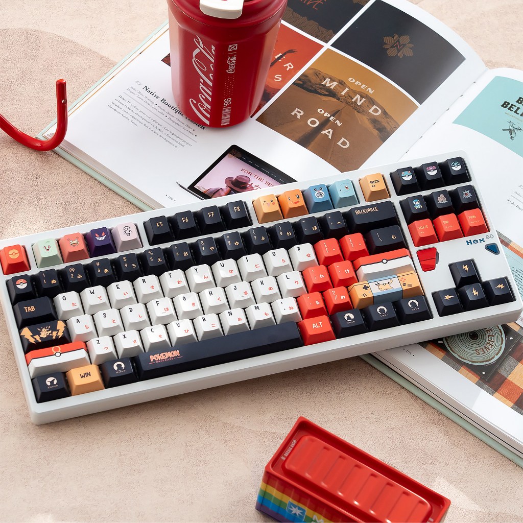 Taptempo Pokemon Japanese Keycaps PBT + PC Cherry Profile ปุ่มกดการ์ตูนการ์ตูนน่ารักสําหรับคีย์บอร์ดแบบกลไก