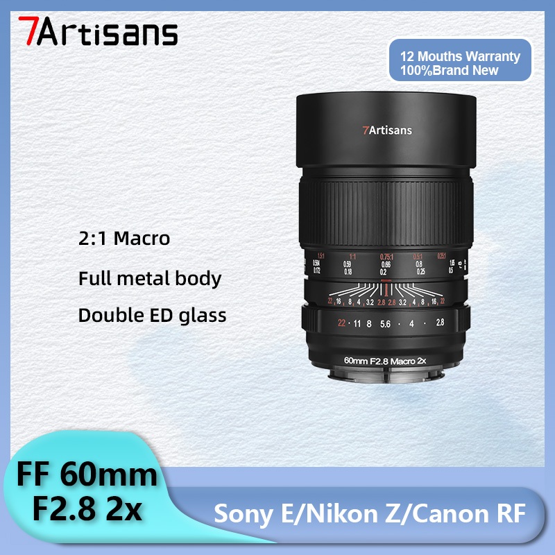 7artisans 60mm F2.8 2X มาโครขยาย Full-Frame Manual Focus Prime เลนส์สําหรับ Canon RF Sony E Nikon Z