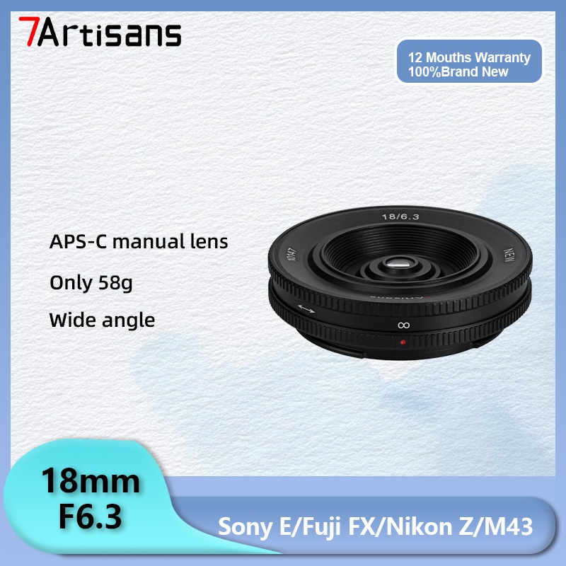 【มีสินค้า】7Artisans 18mm F6.3 Mark II บางเฉียบ APS-C แมนวลโฟกัสเลนส์นายกรัฐมนตรีสําหรับ Sony Fuji XF