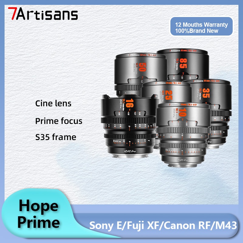 7artisans 10mm 16mm 25mm 35mm 50mm 85mm T2.1 S35 กรอบมุมกว้าง Super Hope Prime Cinematic เลนส์สําหรั