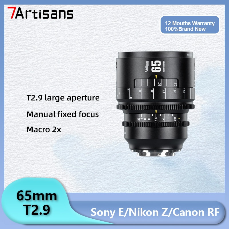 7artisans 65mm T2.9 2X Macro Cine เลนส์ Full Frame Manual Focus เลนส์กล้องสําหรับการทําฟิล์มเข้ากันไ